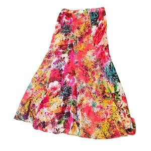 Beige by ECI Maxi Skirt Floral Print Colorful Flowing Bohemian‎ Size Larhe